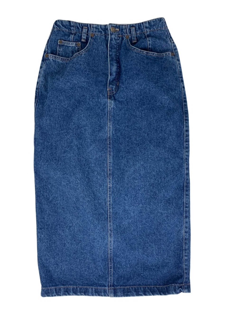 GAP Vintage Straight Leg Denim Maxi Skirt Blue Wash 9/10 Made in USA Fall Boho
